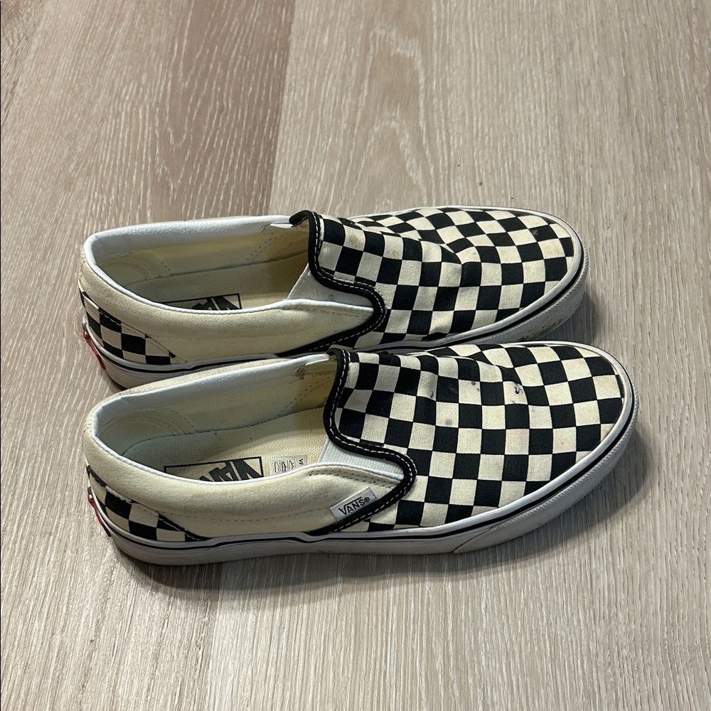 Vans Classic Checkerboard Slip On Black and Off White Unisex Sz 9 - Picture 3 of 5